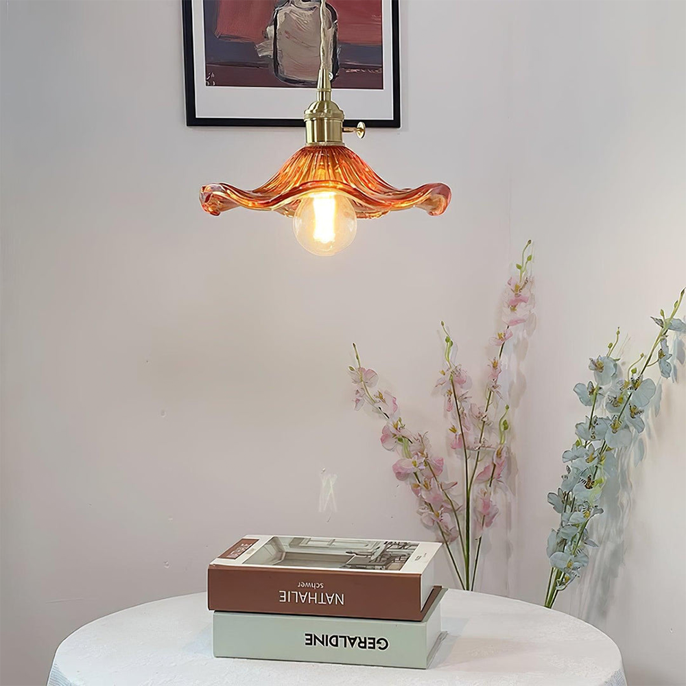 Glass Pendant Light - Elegant Floral LED Ceiling Fixture