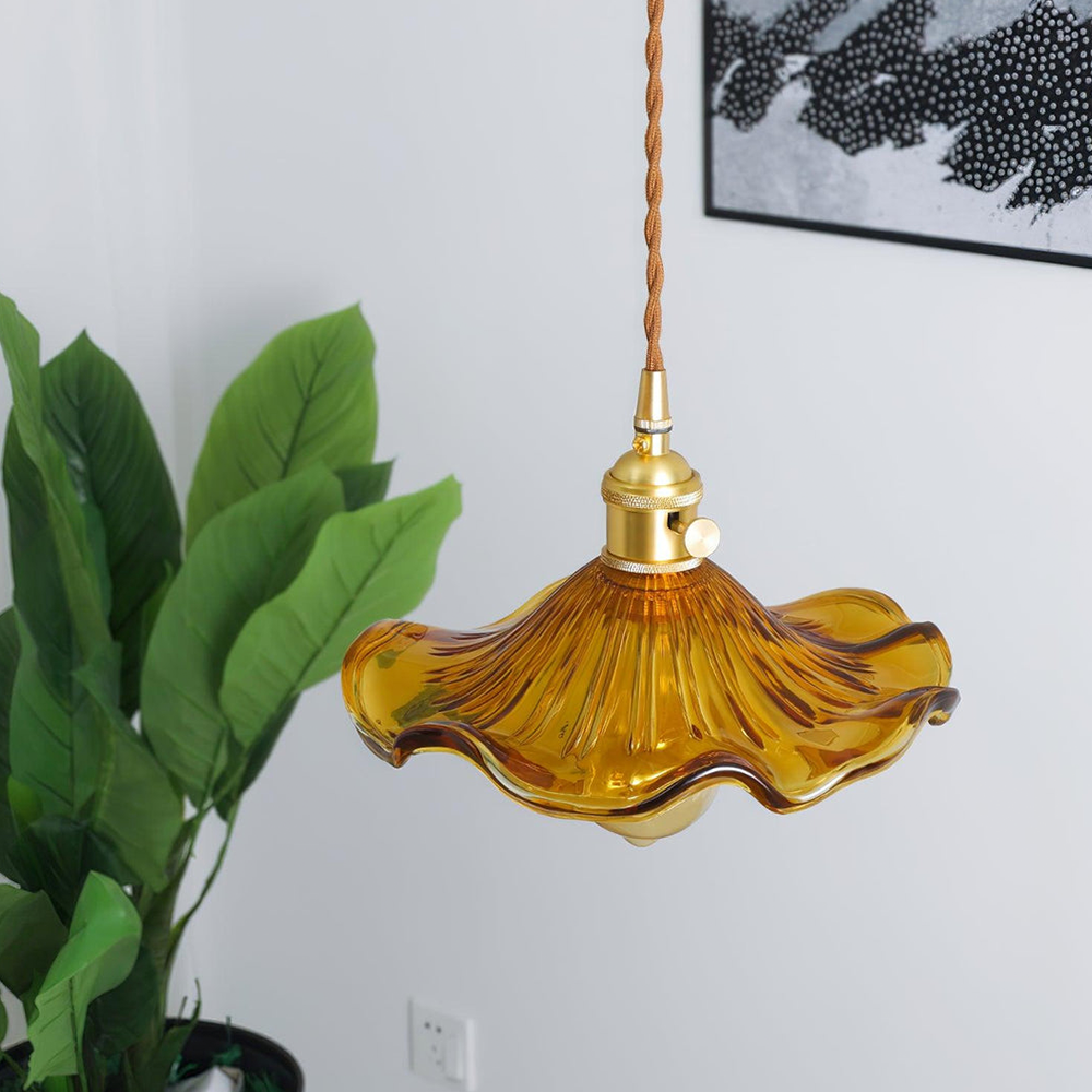 Glass Pendant Light - Elegant Floral LED Ceiling Fixture