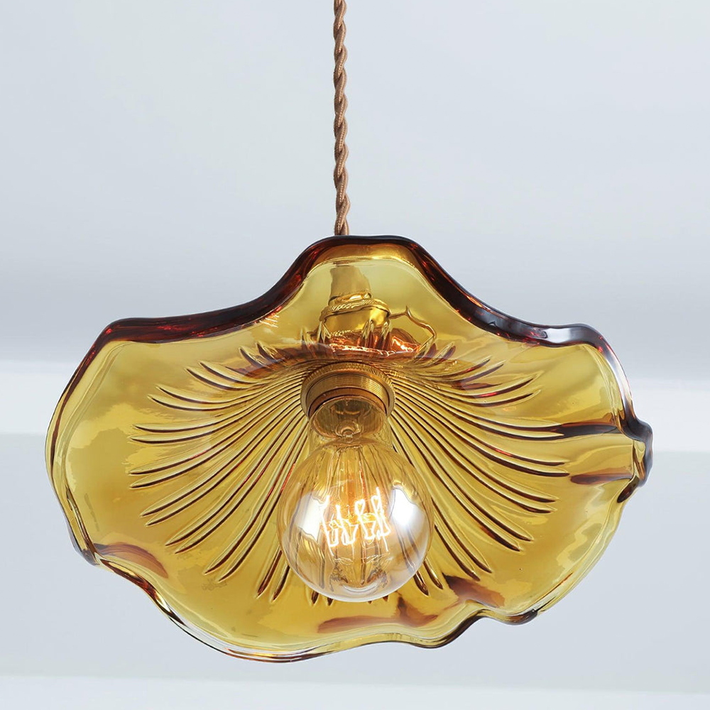 Glass Pendant Light - Elegant Floral LED Ceiling Fixture