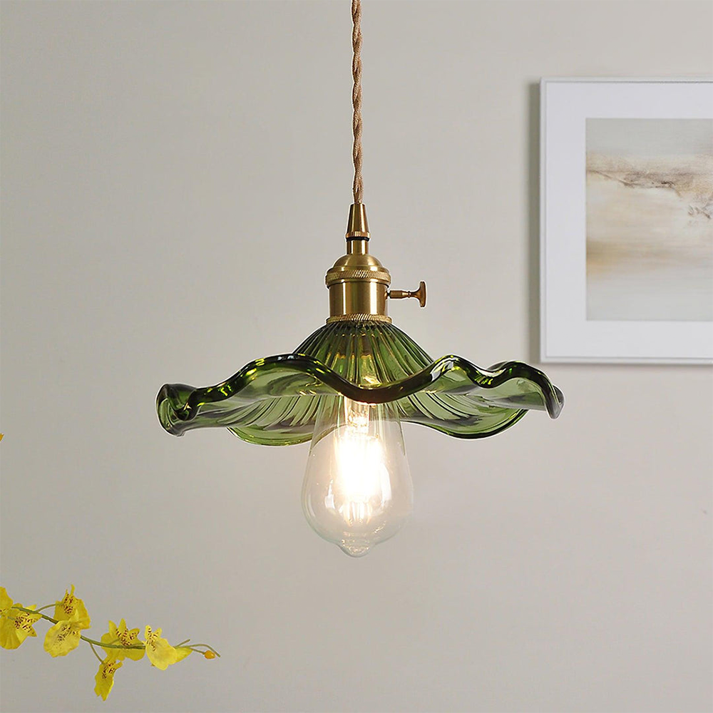 Glass Pendant Light - Elegant Floral LED Ceiling Fixture