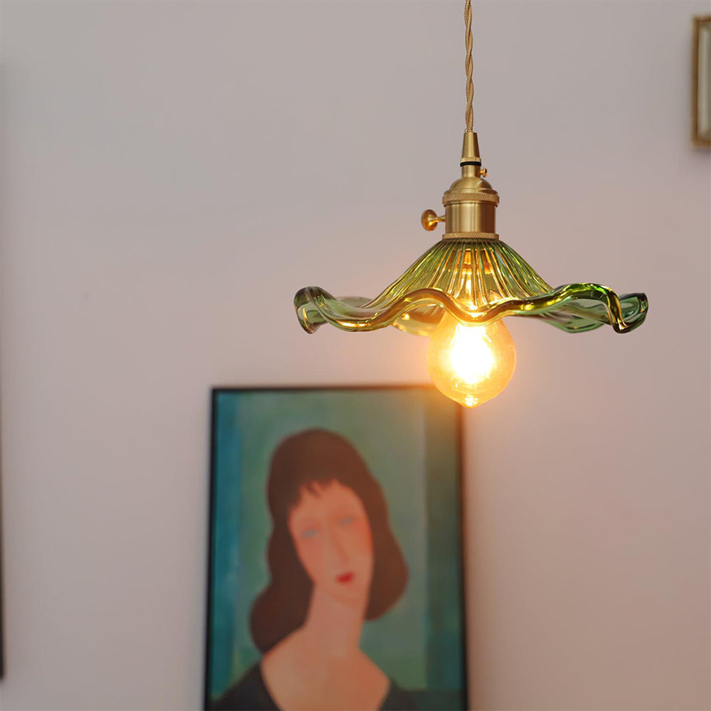 Glass Pendant Light - Elegant Floral LED Ceiling Fixture