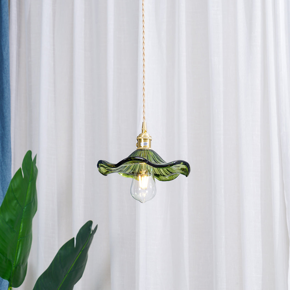 Glass Pendant Light - Elegant Floral LED Ceiling Fixture
