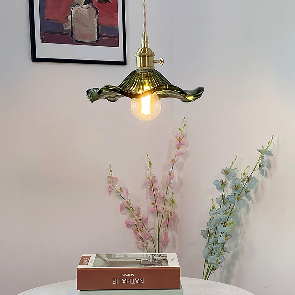 Glass Pendant Light - Elegant Floral LED Ceiling Fixture