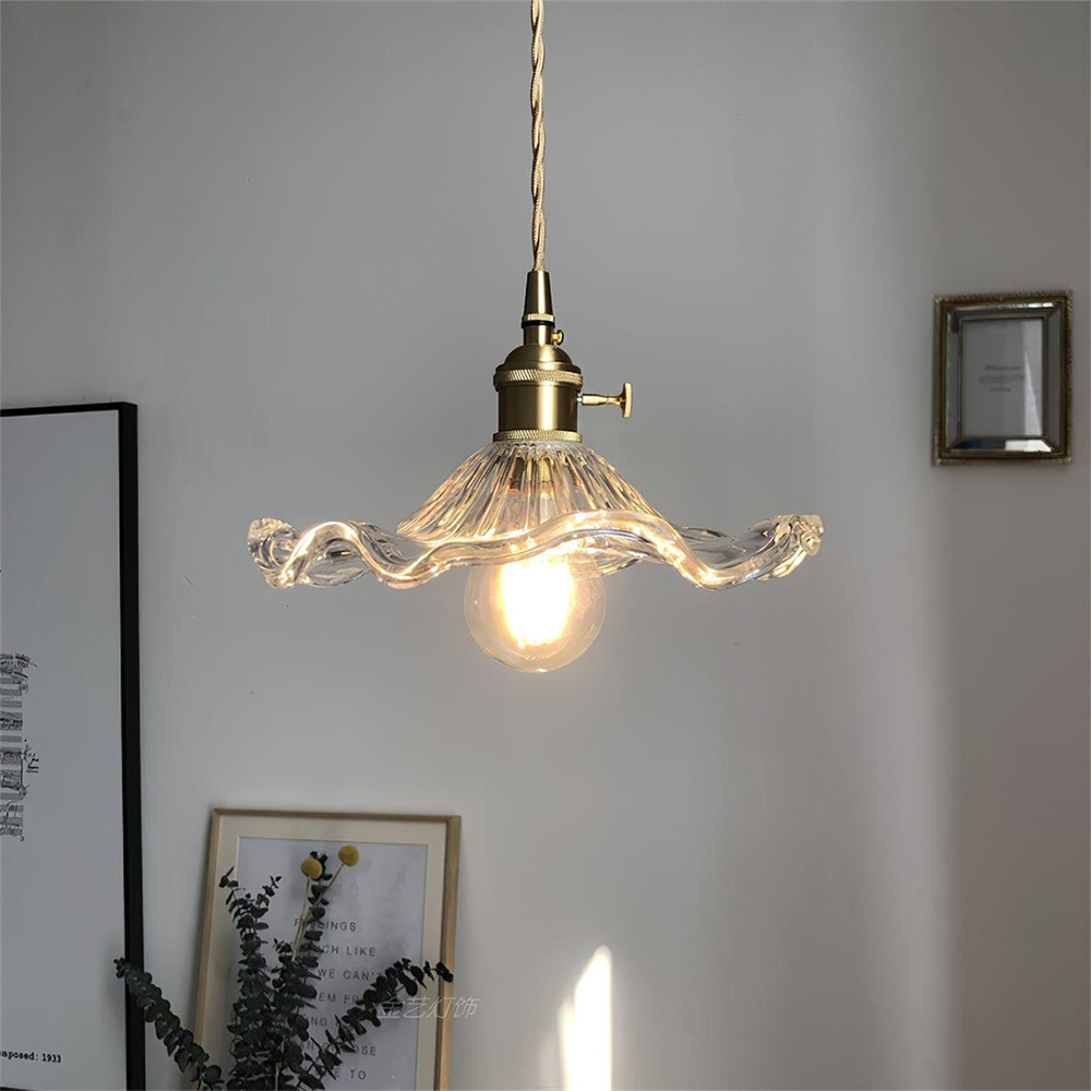 Glass Pendant Light - Elegant Floral LED Ceiling Fixture