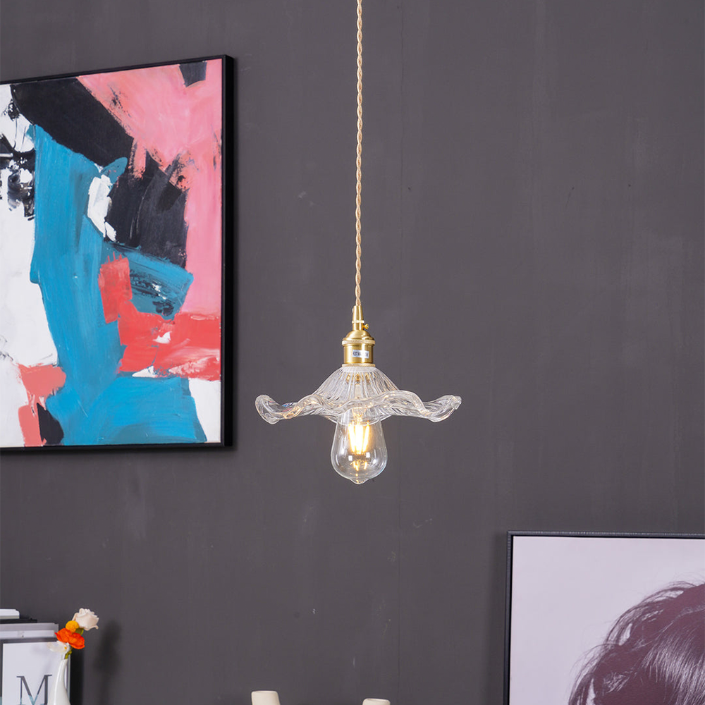 Glass Pendant Light - Elegant Floral LED Ceiling Fixture