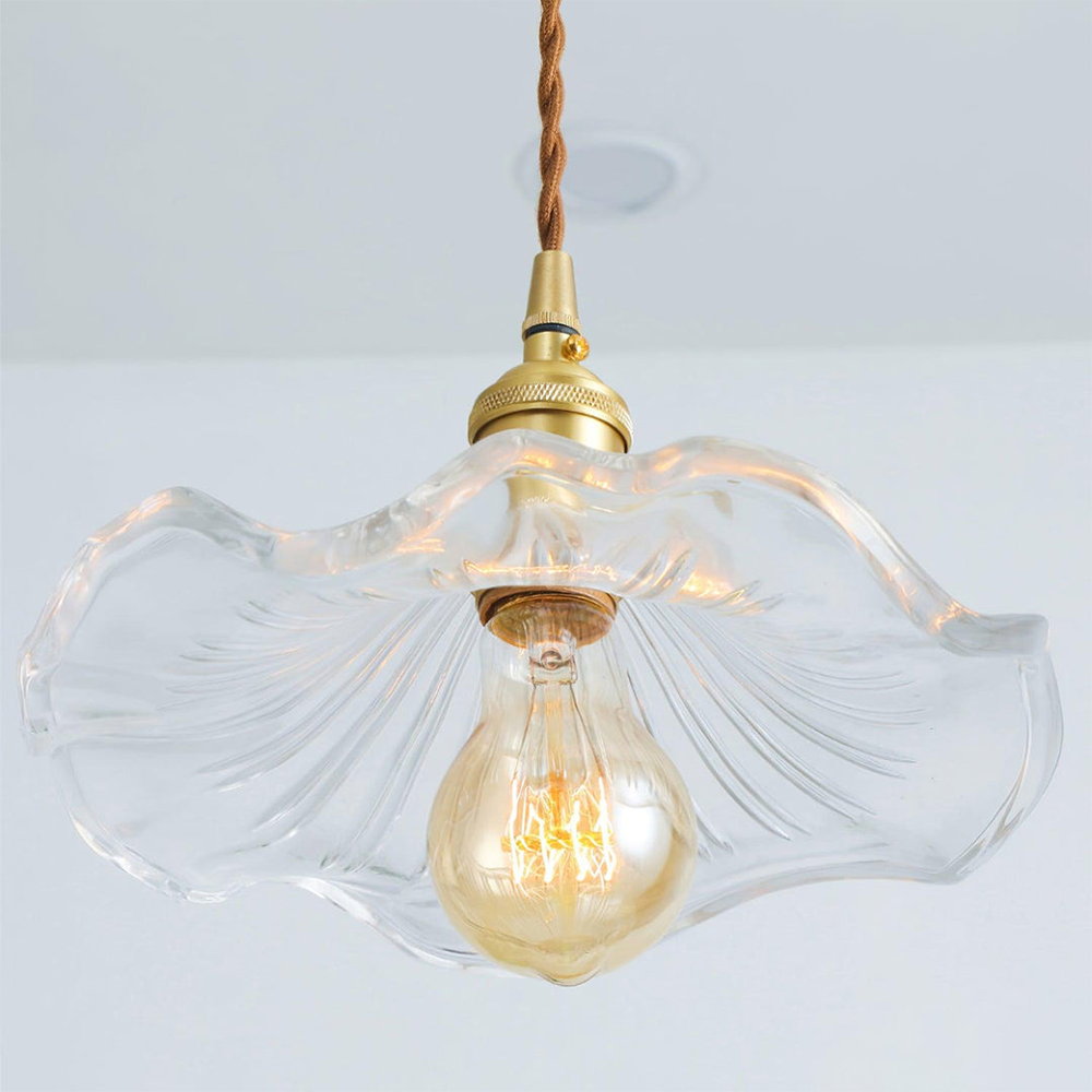 Glass Pendant Light - Elegant Floral LED Ceiling Fixture