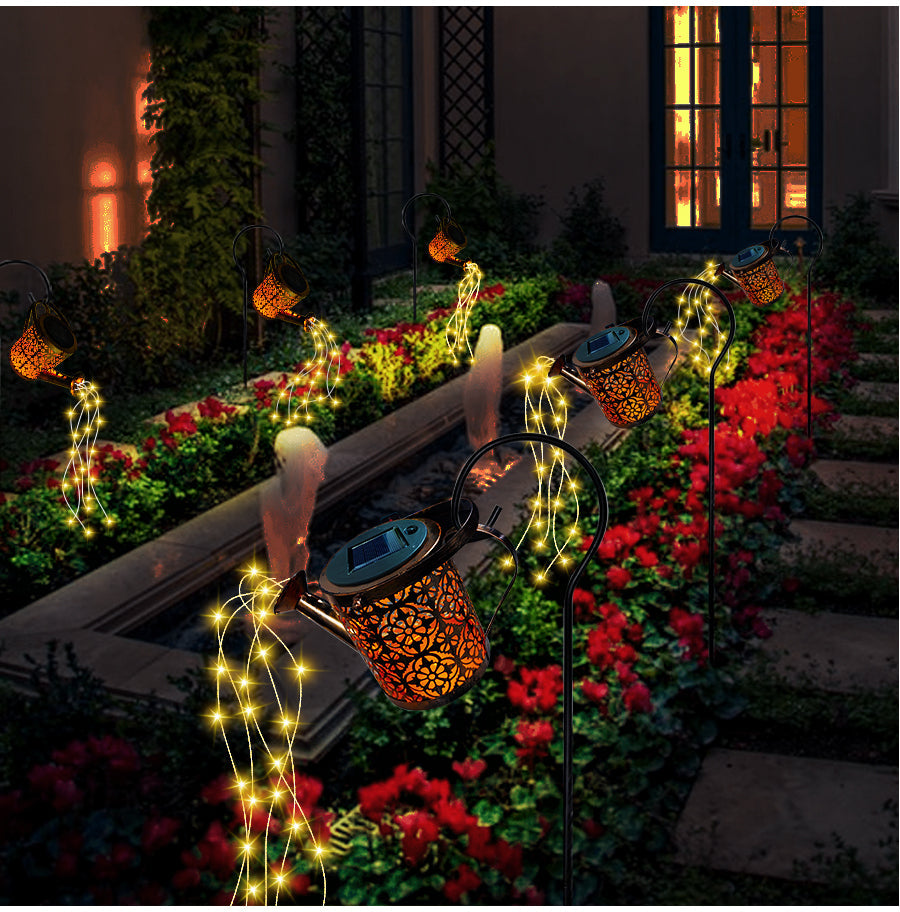 Solar-Powered Waterfall Garden Light