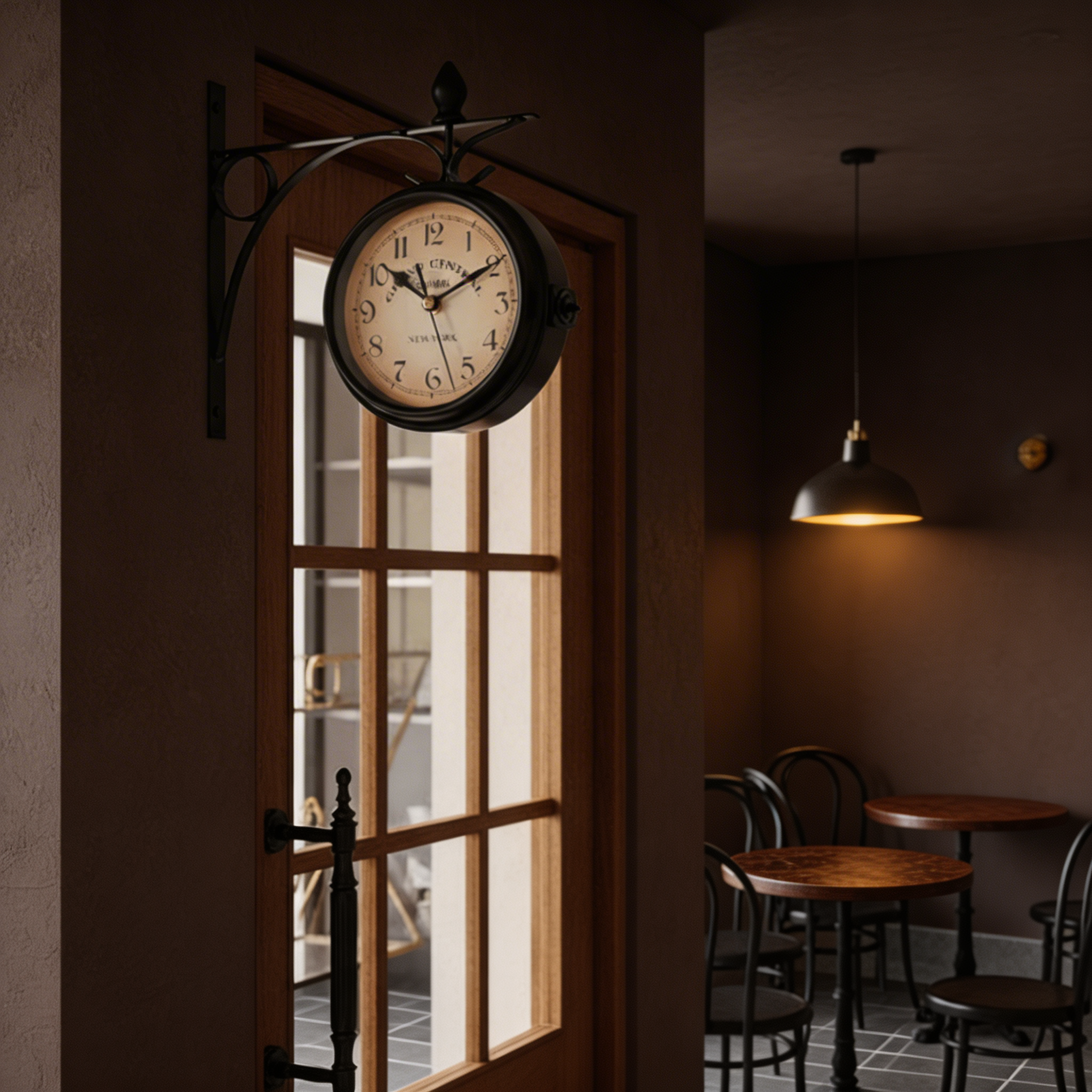 Horloge Murale Vintage Double-Face – Design de Gare Classique