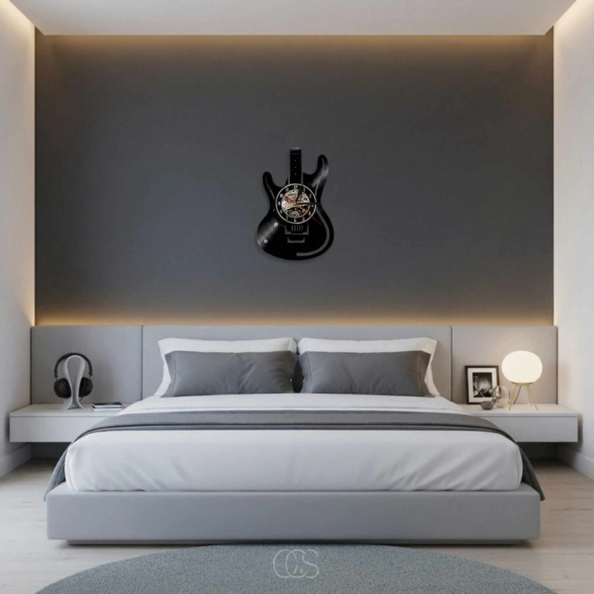 Horloge Murale en Vinyle de Guitare – Design Inspiré par la Musique