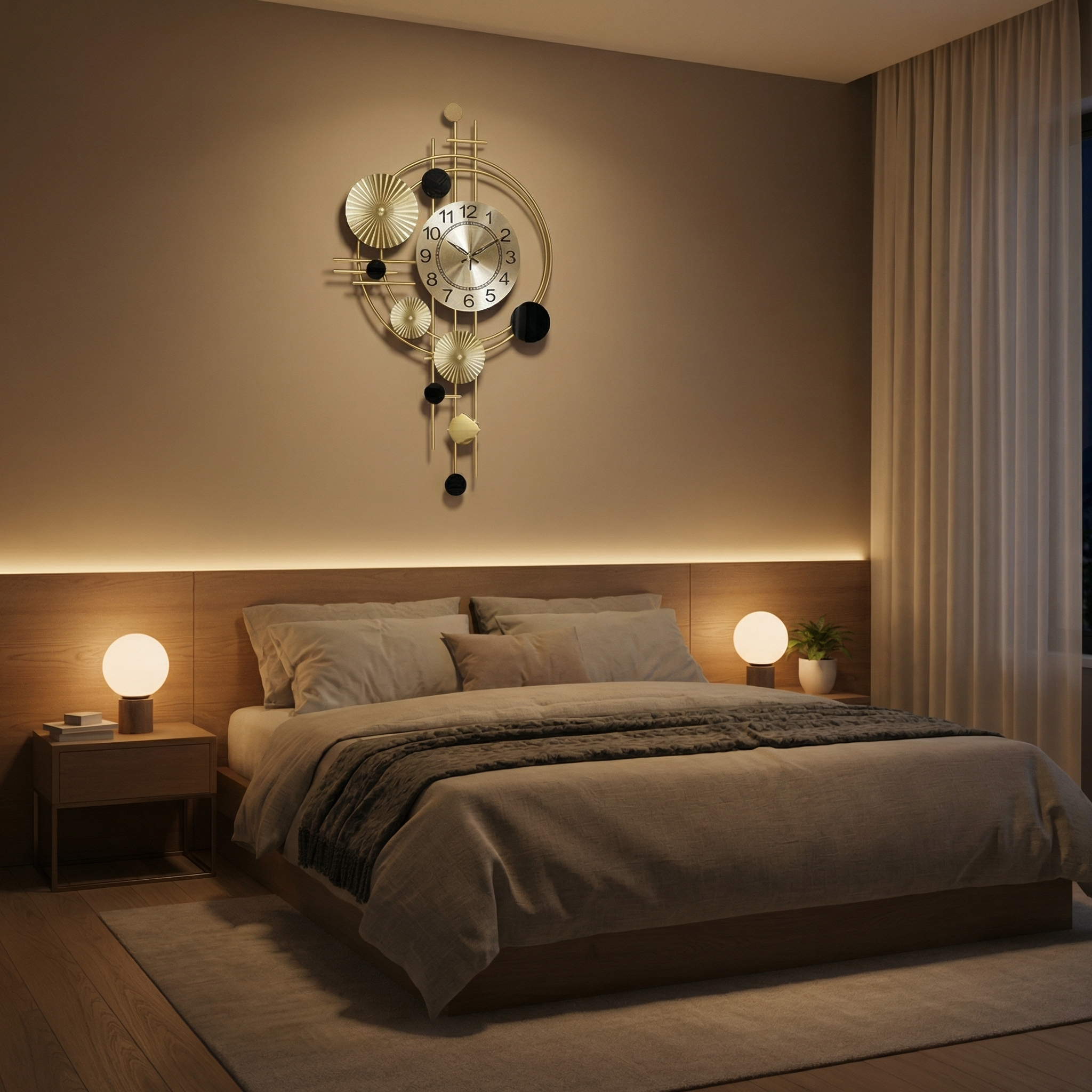 Horloge Murale Design Silencieux Moderne – Cadre Ouvert en Métal