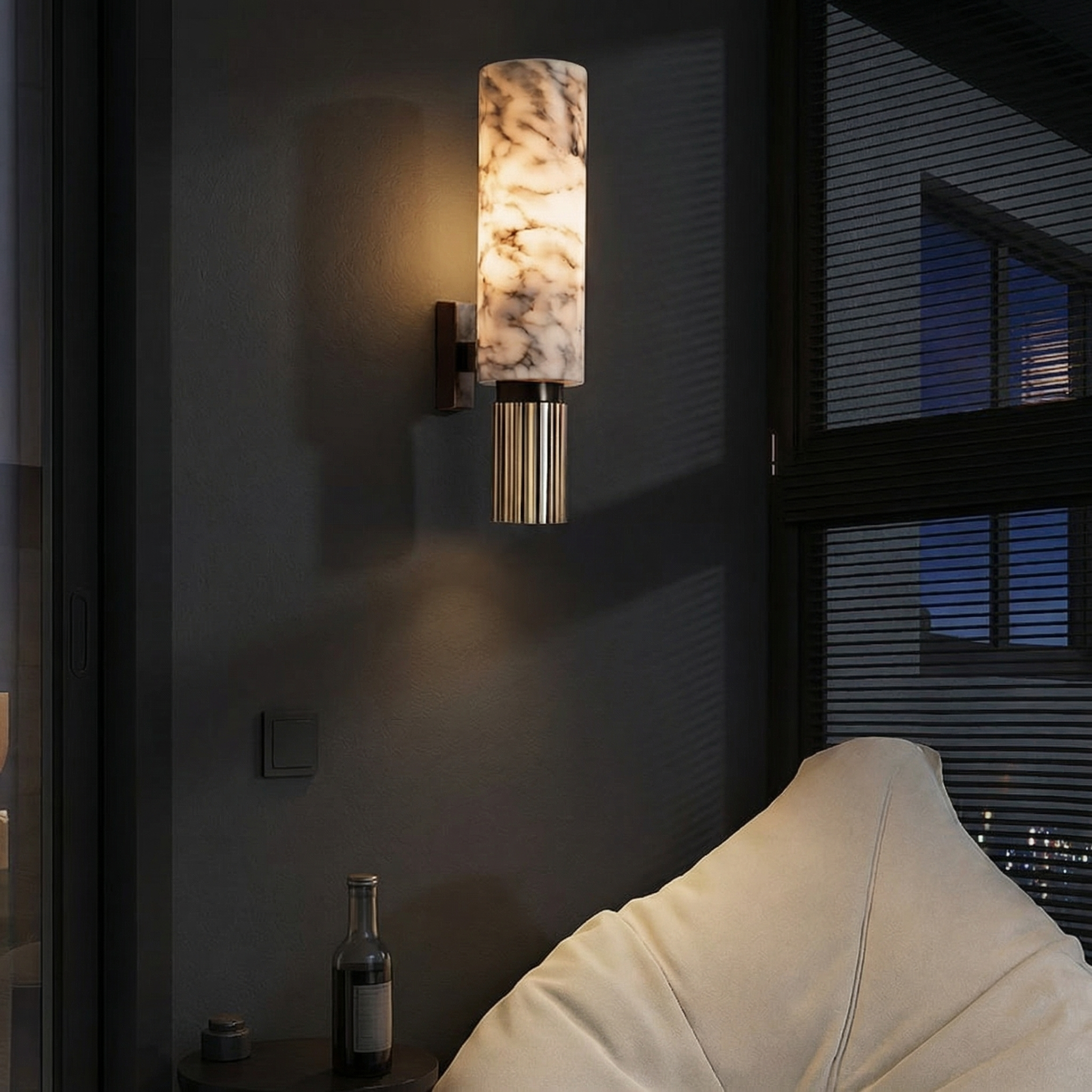 Applique Murale en Pierre et Cuivre – Design Naturel Industriel