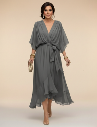 Women’s Flowing V-Neck Silhouette Dress | Midi