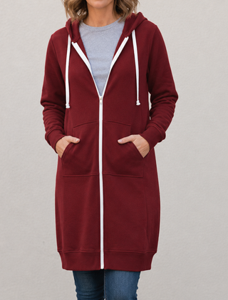 Veronica | Langer Kapuzenpullover mit Reißverschluss