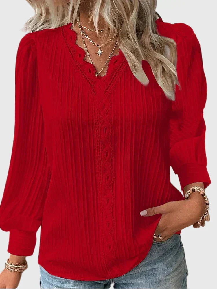 Andie | Elegante V-Ausschnitt Pullover-Bluse
