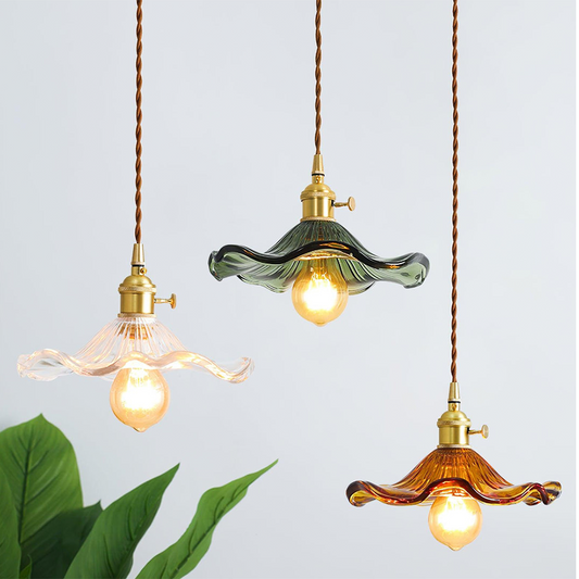 Hibiscus Glass Pendant Light | Elegant Floral LED Ceiling Fixture