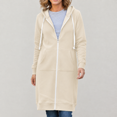 Veronica | Langer Kapuzenpullover mit Reißverschluss