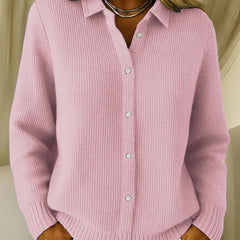 Dames Klassieke Cardigan met Kraag – Tijdloze Elegantie in Zachte Katoenmix