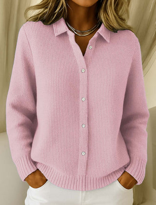 Dames Klassieke Cardigan met Kraag – Tijdloze Elegantie in Zachte Katoenmix