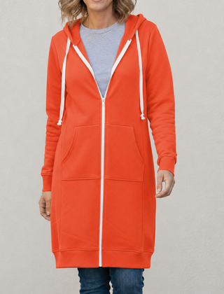 Veronica | Langer Kapuzenpullover mit Reißverschluss