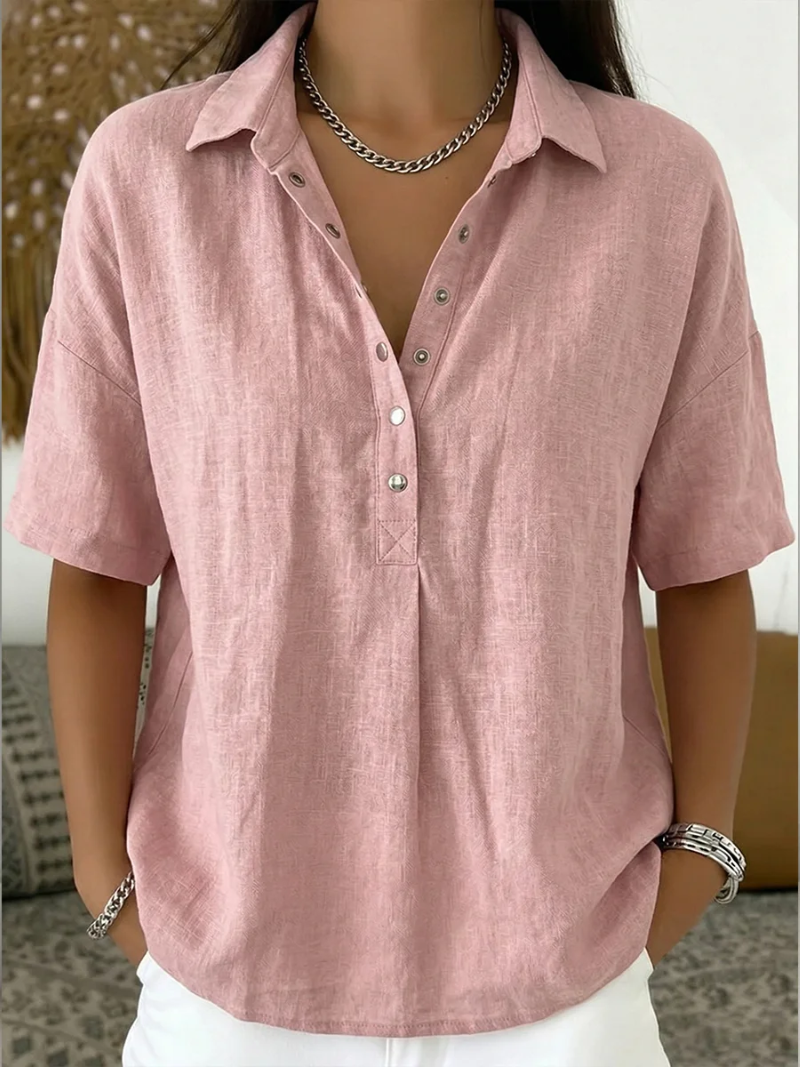 BLOUSE MET V-HALS EN KNOPEN VOOR VROUWEN