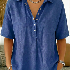 BLOUSE MET V-HALS EN KNOPEN VOOR VROUWEN