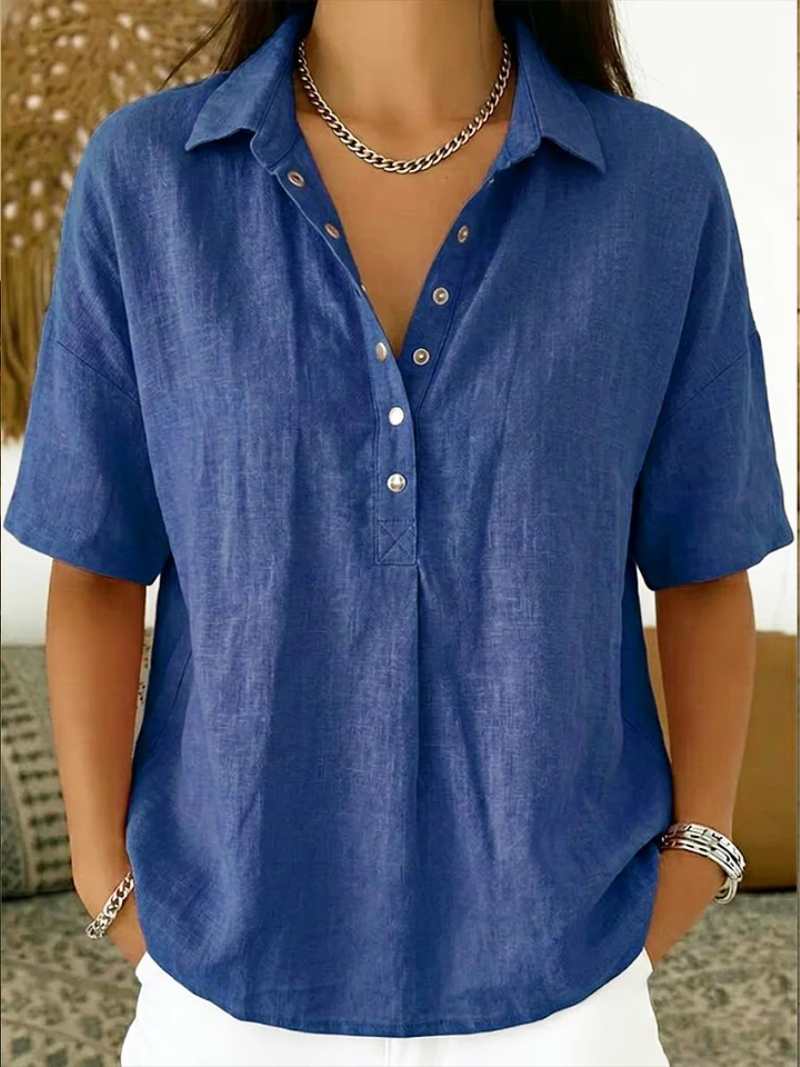 BLOUSE MET V-HALS EN KNOPEN VOOR VROUWEN