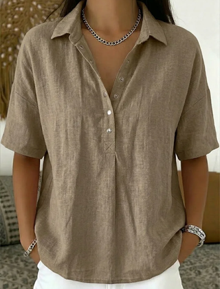 BLOUSE MET V-HALS EN KNOPEN VOOR VROUWEN