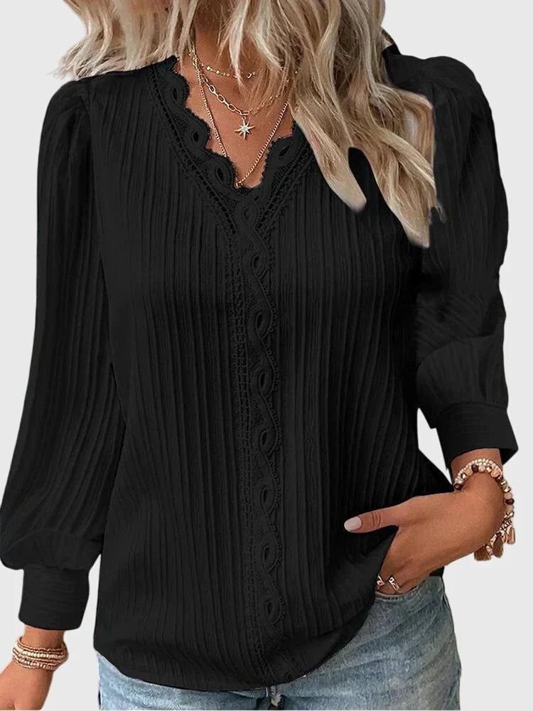 Andie | Elegante V-Ausschnitt Pullover-Bluse