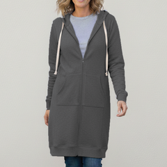 Veronica | Langer Kapuzenpullover mit Reißverschluss