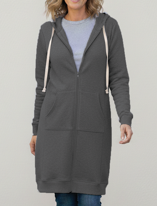 Veronica | Langer Kapuzenpullover mit Reißverschluss