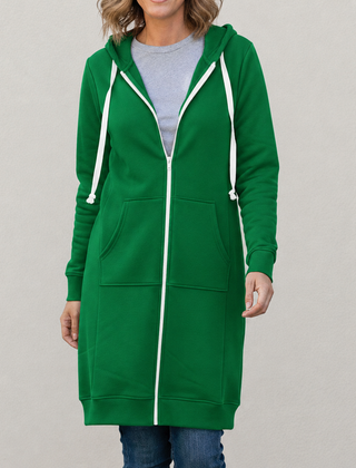 Veronica | Langer Kapuzenpullover mit Reißverschluss
