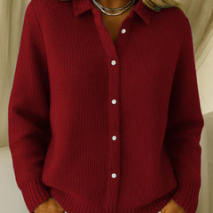 Dames Klassieke Cardigan met Kraag – Tijdloze Elegantie in Zachte Katoenmix