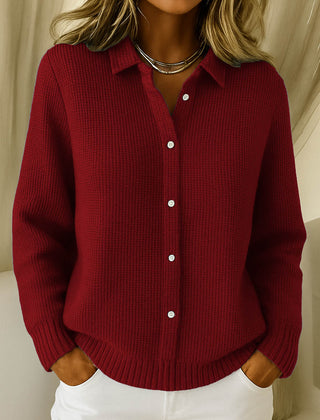 Dames Klassieke Cardigan met Kraag – Tijdloze Elegantie in Zachte Katoenmix