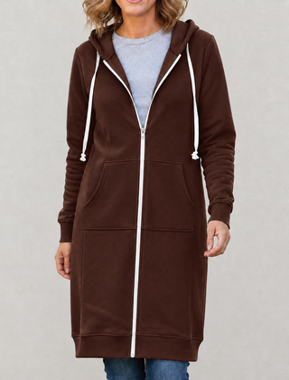 Veronica | Langer Kapuzenpullover mit Reißverschluss
