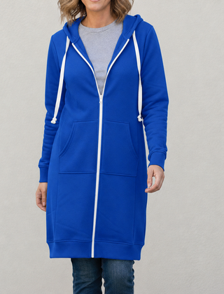 Veronica | Langer Kapuzenpullover mit Reißverschluss