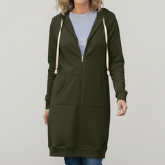 Veronica | Langer Kapuzenpullover mit Reißverschluss