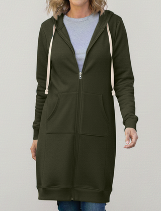 Veronica | Langer Kapuzenpullover mit Reißverschluss