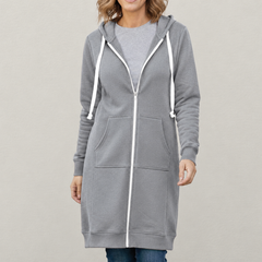 Veronica | Langer Kapuzenpullover mit Reißverschluss