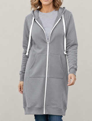 Veronica | Langer Kapuzenpullover mit Reißverschluss