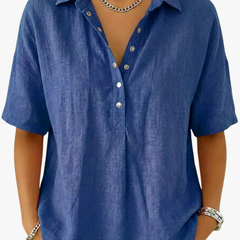 BLOUSE MET V-HALS EN KNOPEN VOOR VROUWEN