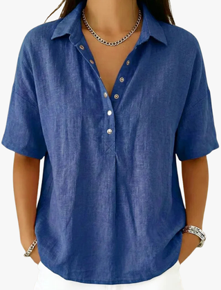 BLOUSE MET V-HALS EN KNOPEN VOOR VROUWEN