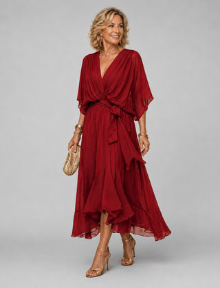 ELEGANTE MAXI DRAPÉE JURK VOOR VROUWEN