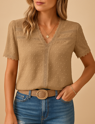Women’s V-Neck Blouse | Short Sleeve