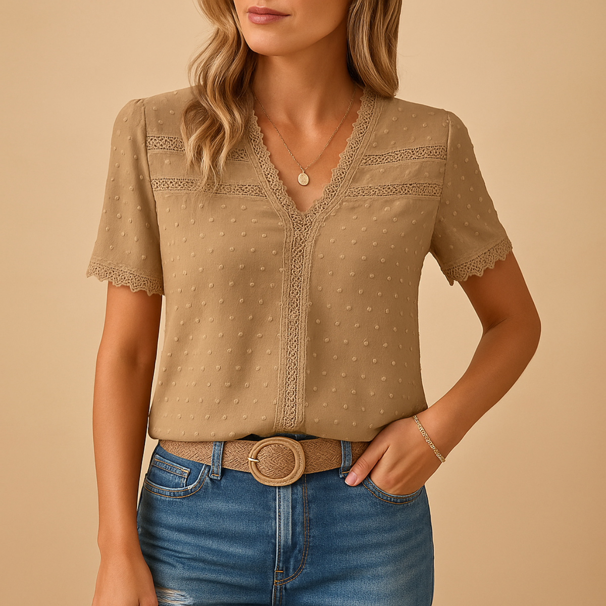 Women’s V-Neck Blouse | Short Sleeve