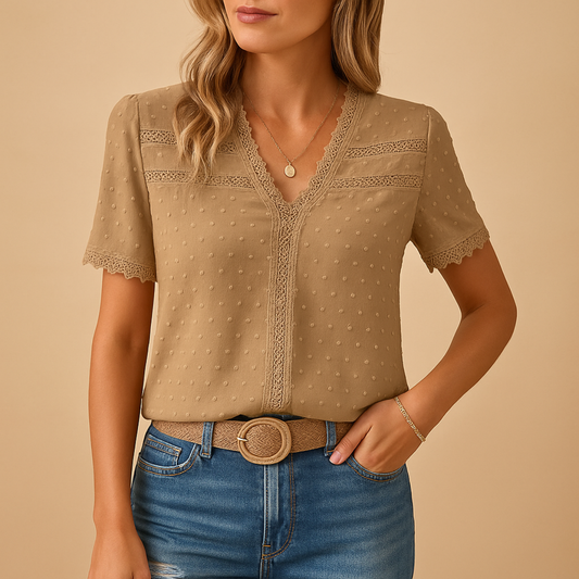 Women’s V-Neck Blouse | Short Sleeve