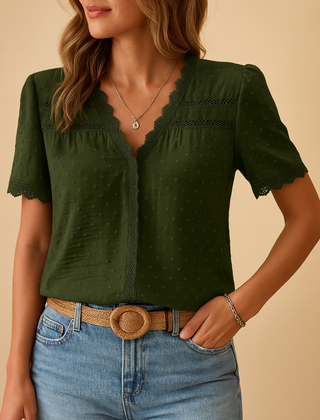 Women’s V-Neck Blouse | Short Sleeve