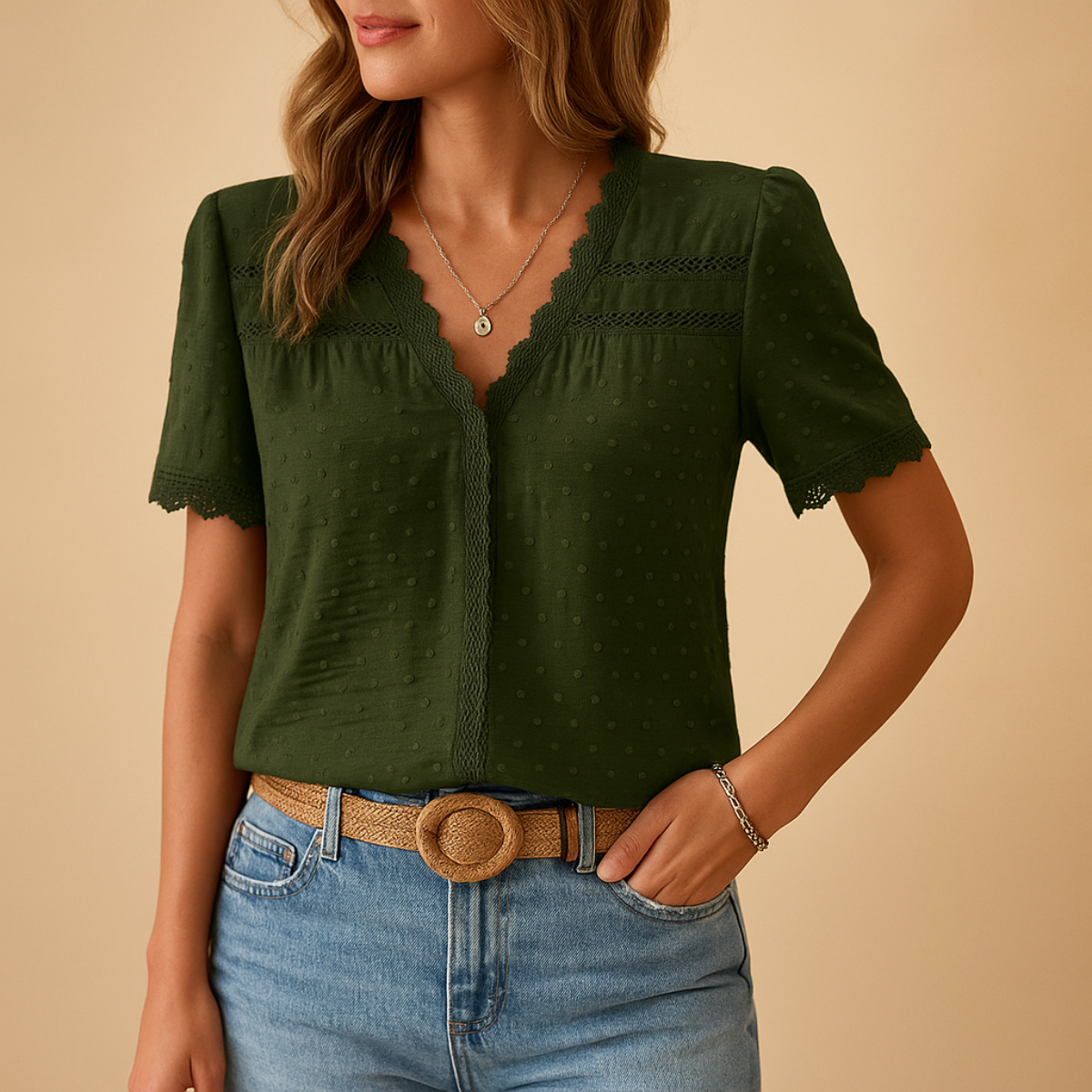 Women’s V-Neck Blouse | Short Sleeve