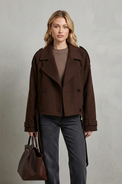 Women's Cropped Double-Breasted French Wool Jacket – Imogen