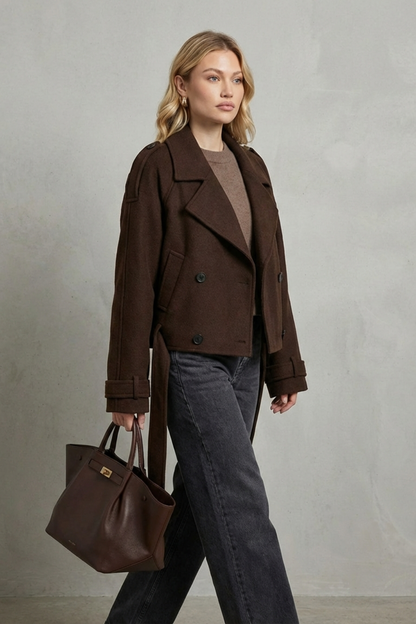 Women's Cropped Double-Breasted French Wool Jacket – Imogen