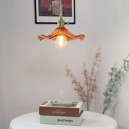 Glass Pendant Light - Elegant Floral LED Ceiling Fixture